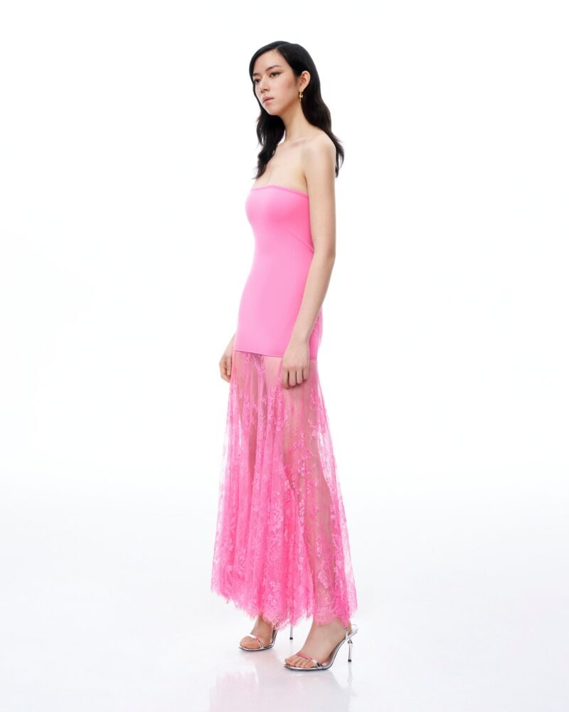 Evadne Floral Lace Dress - Pink - Image 2