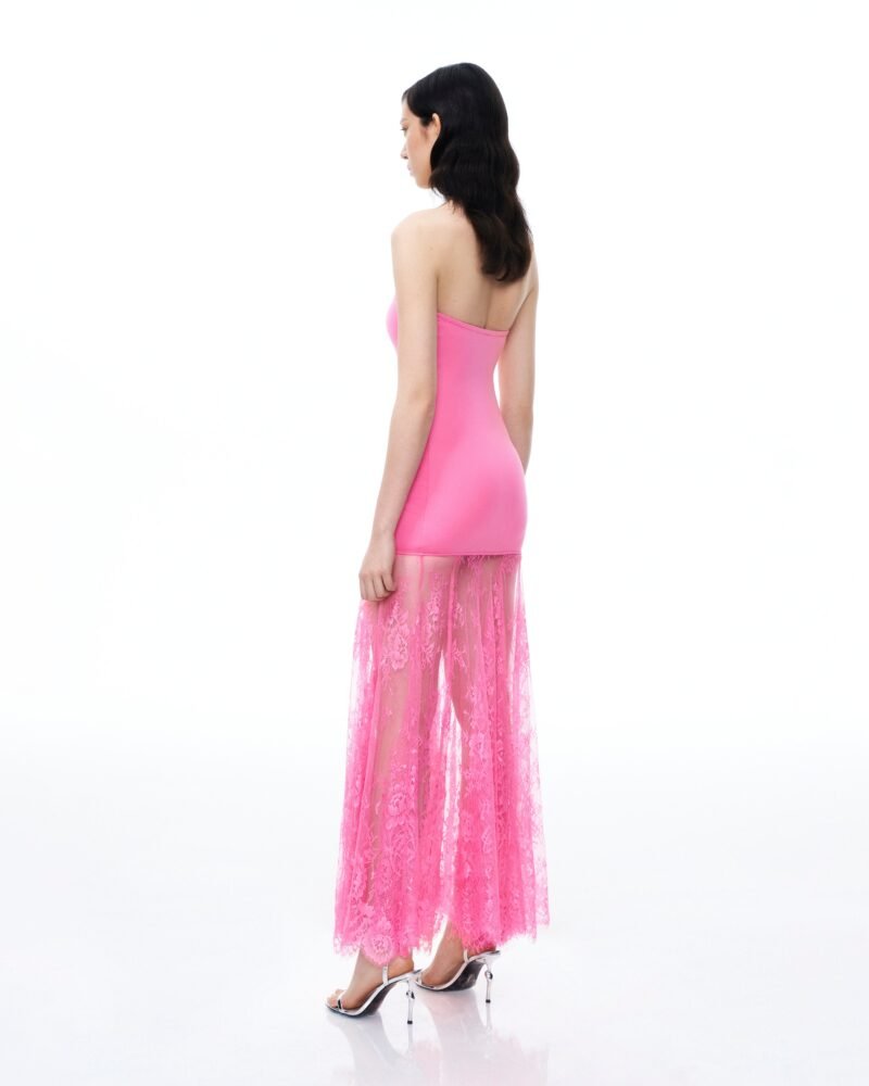 Evadne Floral Lace Dress - Pink - Image 3