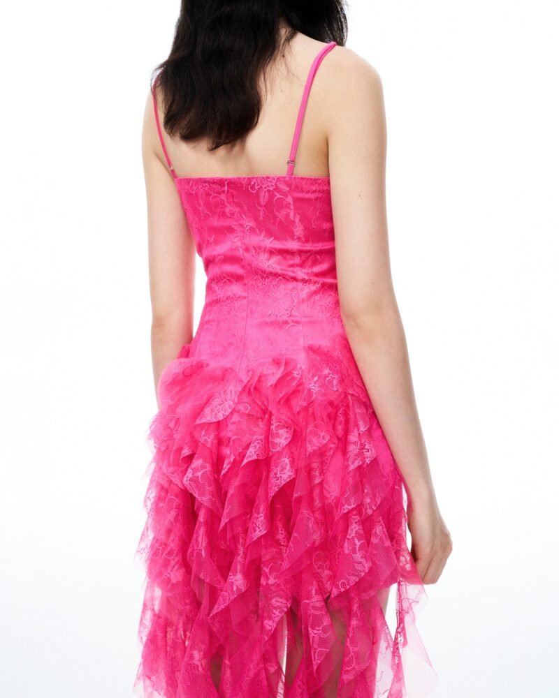 Selene 3D Floral Lace Mini Dress - Pink - Image 6