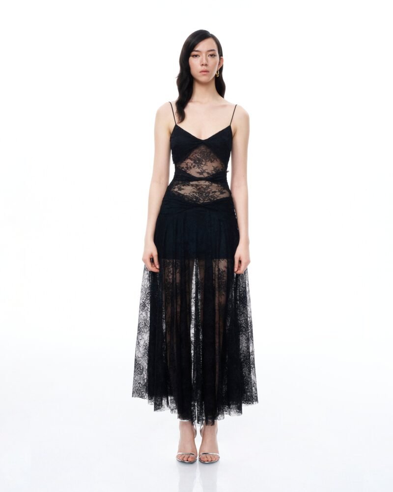 Indigo Floral Lace Dress - Black - Image 1