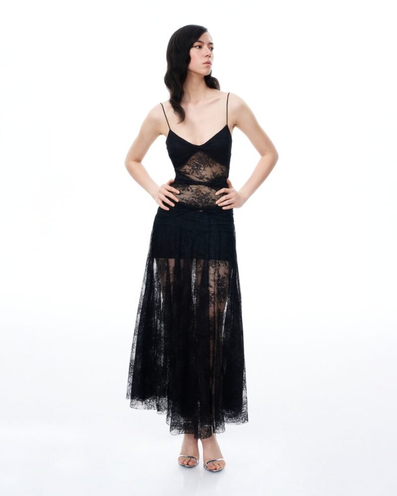 Indigo Floral Lace Dress - Black - Image 4