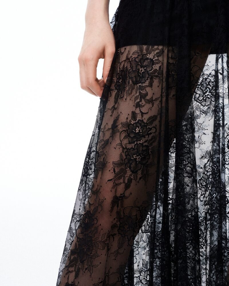 Indigo Floral Lace Dress - Black - Image 7