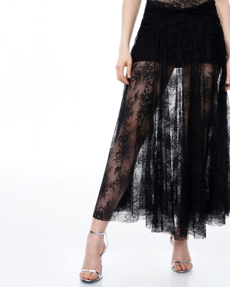 Indigo Floral Lace Dress - Black - Image 6