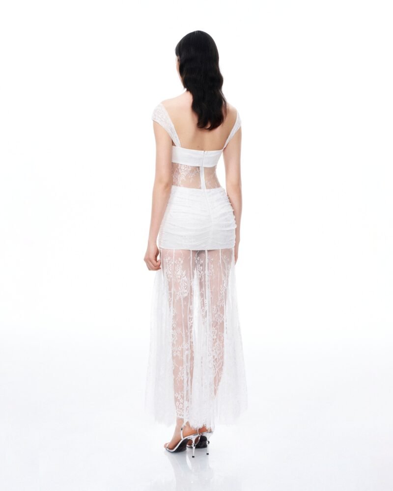 Fiorentina 3D Floral Lace Dress - White - Image 3