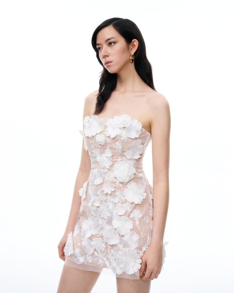 Serafina Floral Embroidered Mini Dress - White - Image 5