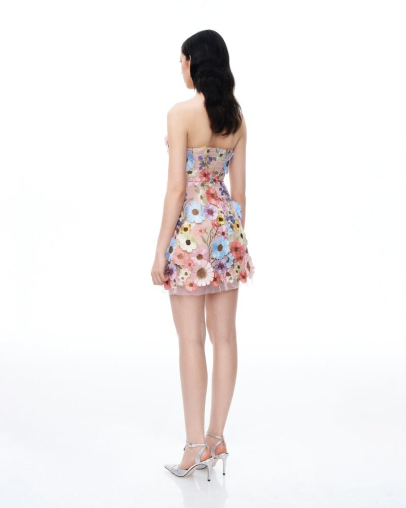 Odalys Floral Embroidered Mini Dress - Pastel Multi - Image 3
