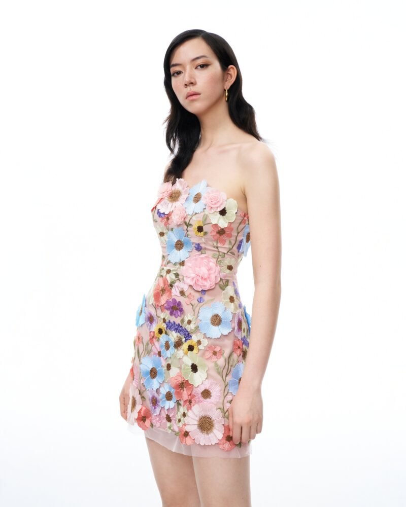 Odalys Floral Embroidered Mini Dress - Pastel Multi - Image 5
