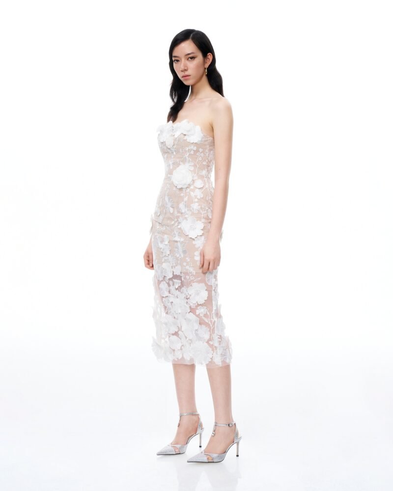 Lysandra 3D Floral Embroidered Maxi Dress - White - Image 2