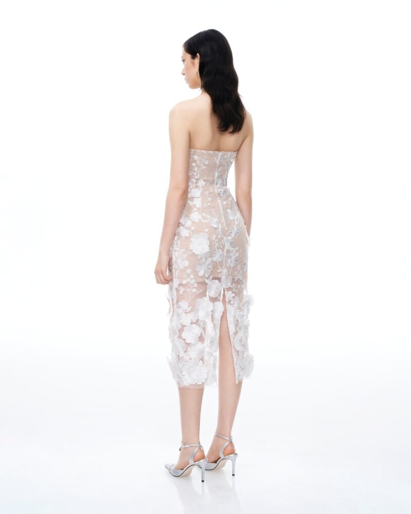 Lysandra 3D Floral Embroidered Maxi Dress - White - Image 3
