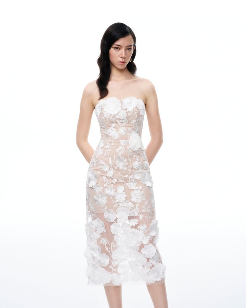 Lysandra 3D Floral Embroidered Maxi Dress - White - Image 4