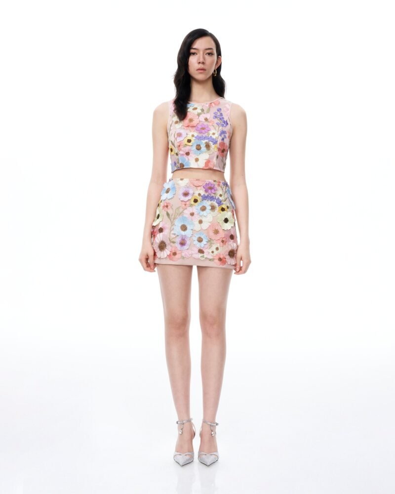 Valentino 3D Floral Embroidered Dress Set - Pastel Multi - Image 1