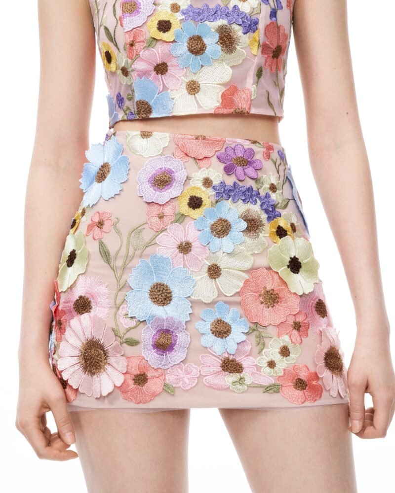 Valentino 3D Floral Embroidered Dress Set - Pastel Multi - Image 7