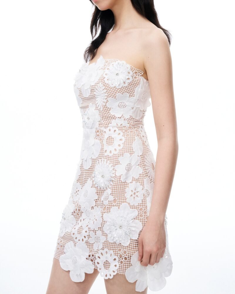 Leander Embroidered Lace Mini Dress - White - Image 6