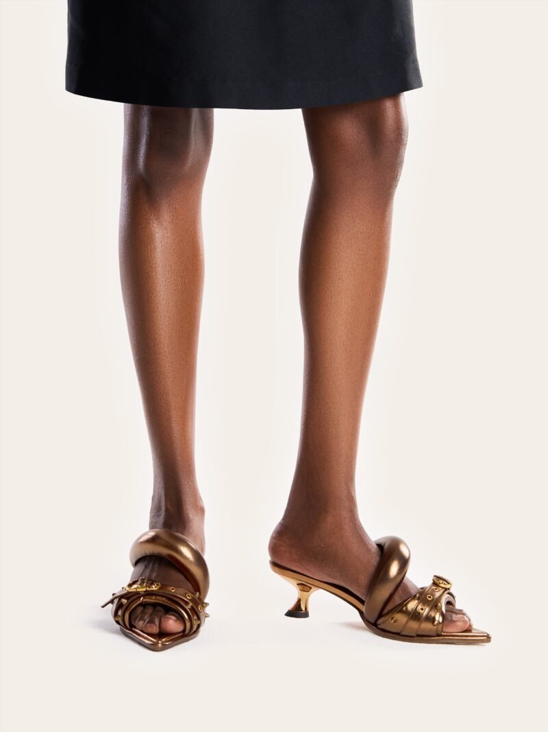 Sara Studded Metallic Mule - Gold - Image 2