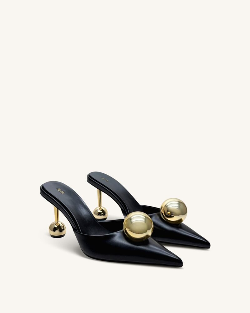 Sofia Sphere Heel Mules - Black - Image 3