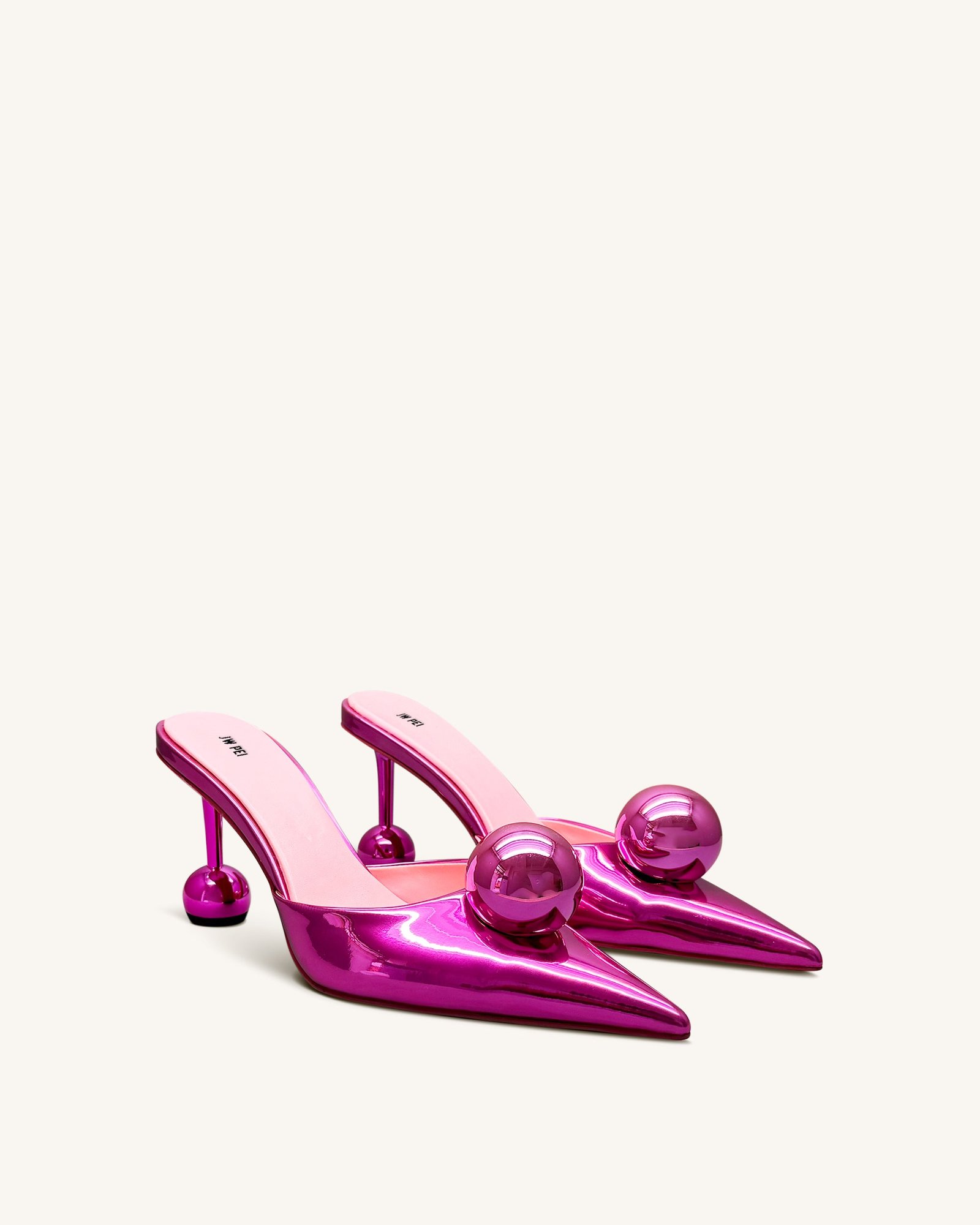 2MS83-4-1_92f743fc-7fc2-4856-a0b4-0b35805eb829 Sofia Sphere Heel Mules - Rose Red - Image 3