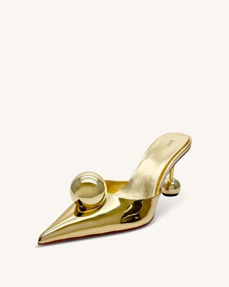 Sofia Sphere Heel Mules - Gold - Image 4