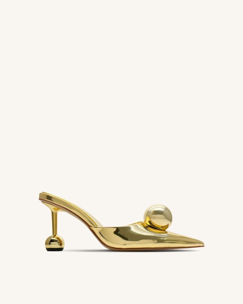Sofia Sphere Heel Mules - Gold - Image 1
