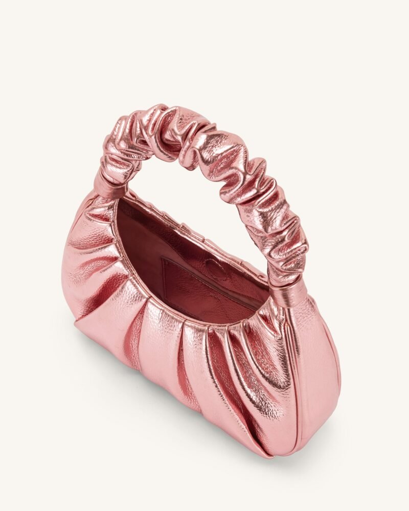 Gabbi Metallic Ruched Hobo Handbag - Pink - Image 4