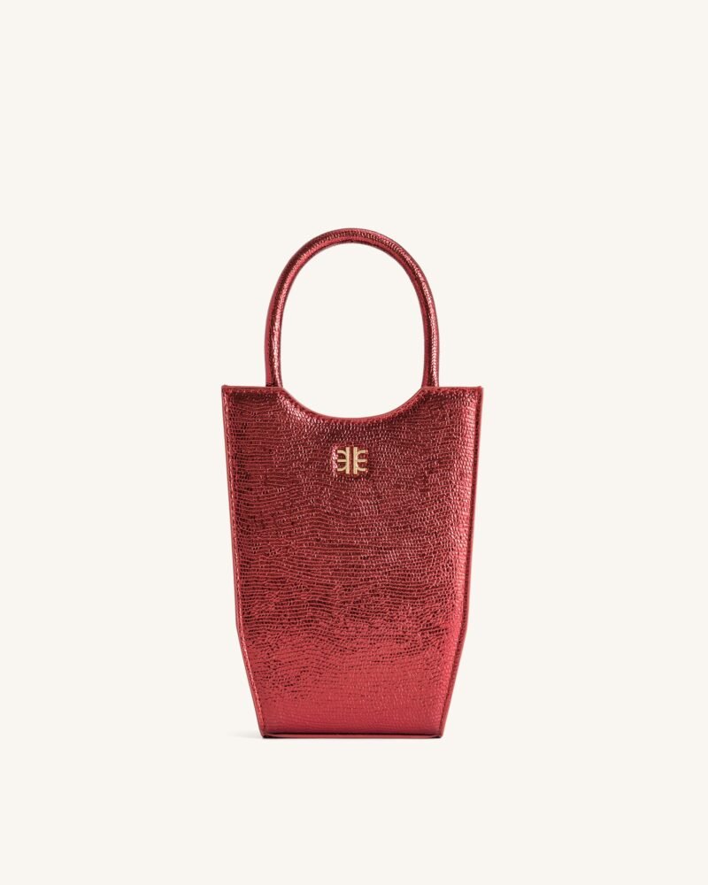 FEI Metallic Phone Bag - Red Ochre Lizard - Image 1