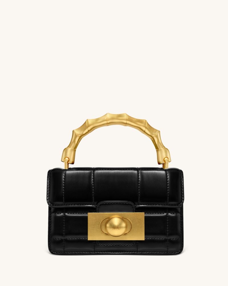 Kaia Bamboo Metal Handle Handbag - Black - Image 1