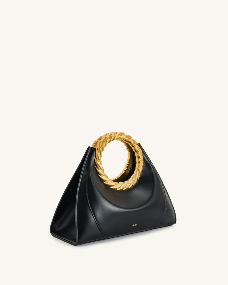 Amiya Leaf Handle Sculpture Bag - Black - Image 2