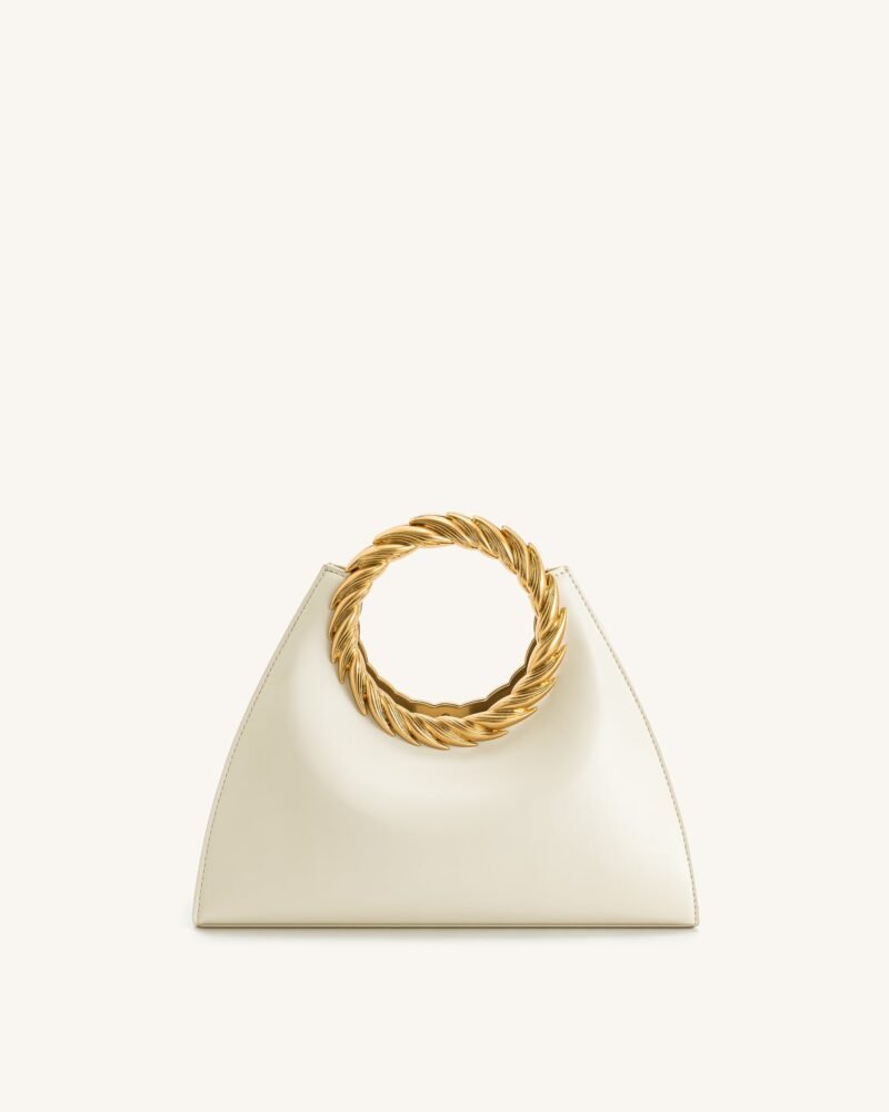 Amiya Leaf Handle Sculpture Bag - White - Image 3
