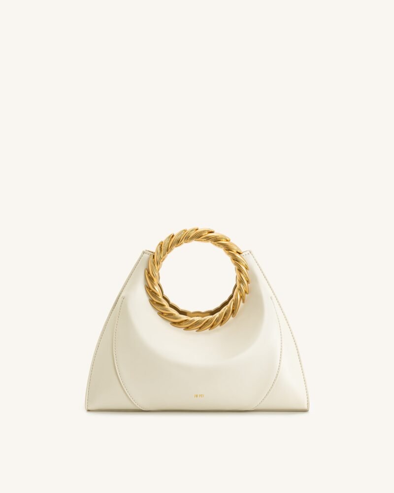 Amiya Leaf Handle Sculpture Bag - White - Image 1