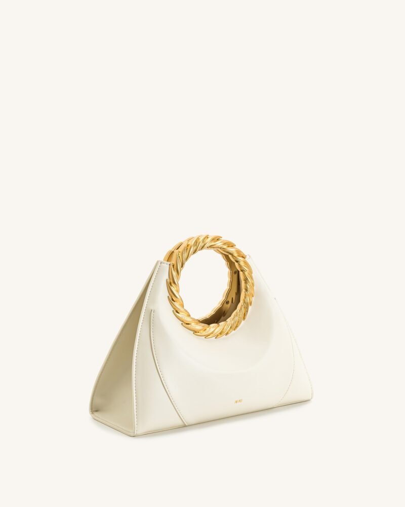 Amiya Leaf Handle Sculpture Bag - White - Image 2