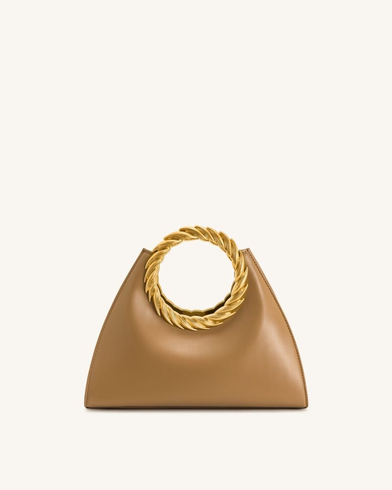 Amiya Leaf Handle Sculpture Bag - Brown - Image 3