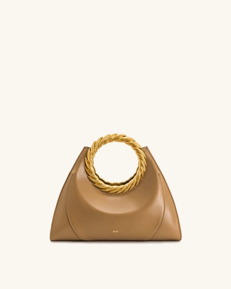 Amiya Leaf Handle Sculpture Bag - Brown - Image 1