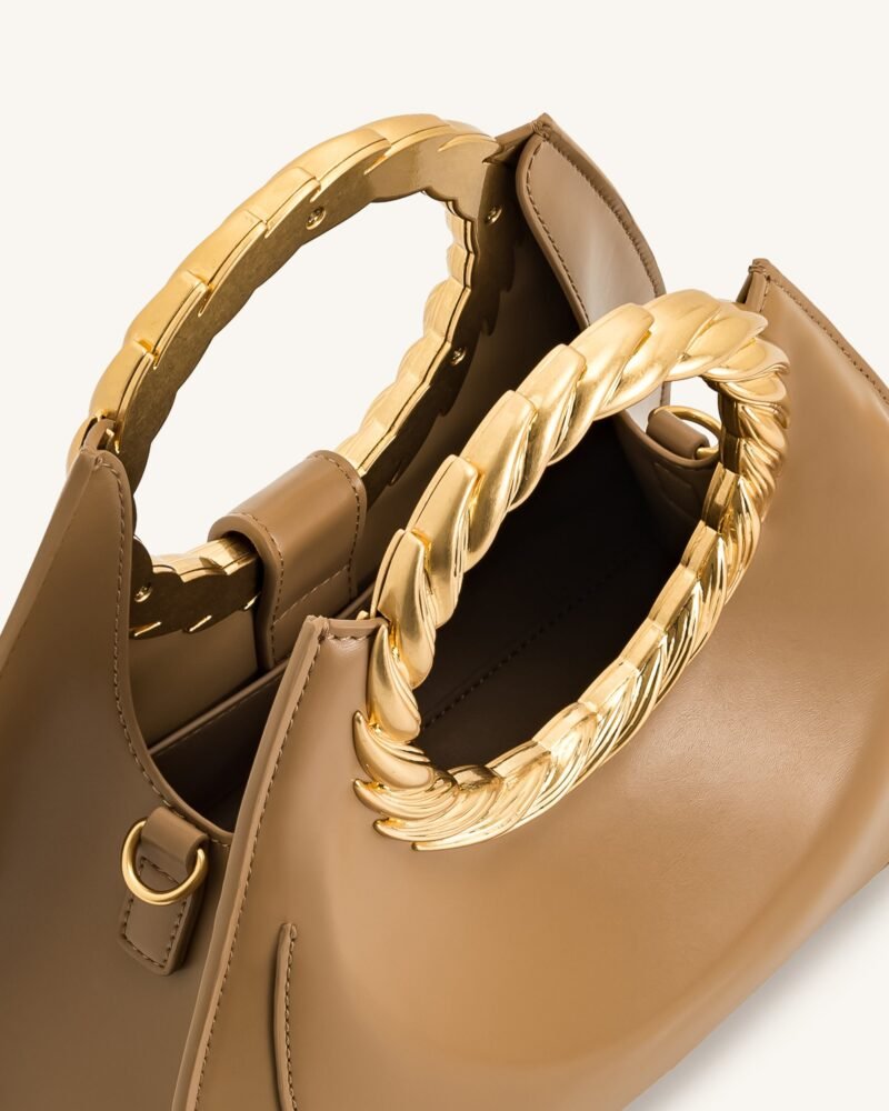 Amiya Leaf Handle Sculpture Bag - Brown - Image 4