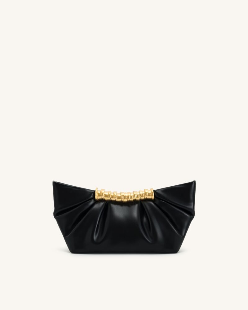 Leia Pleated Clutch - Black - Image 3