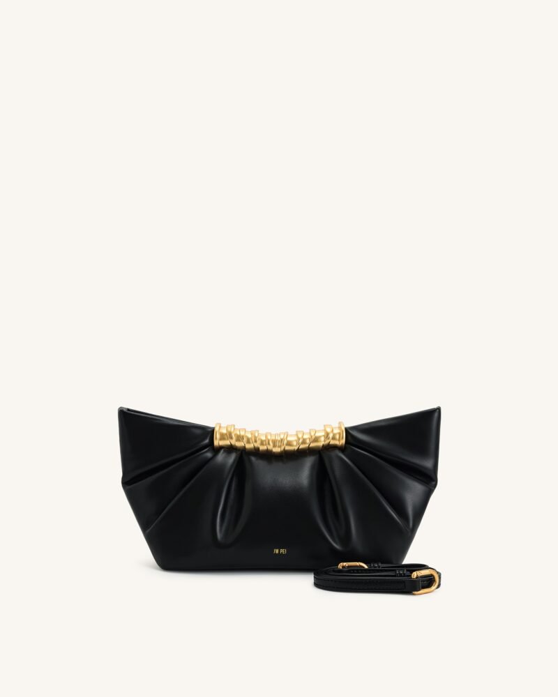 Leia Pleated Clutch - Black - Image 1