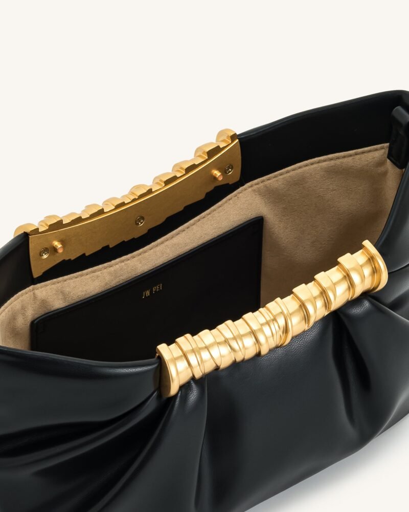 Leia Pleated Clutch - Black - Image 4
