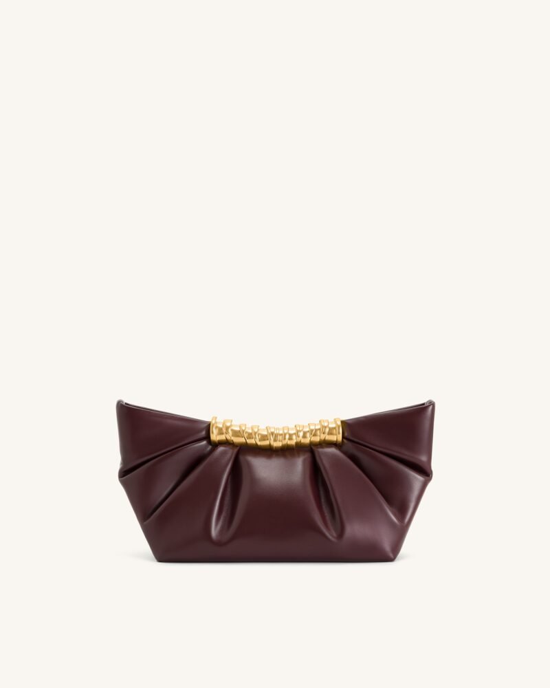 Leia Pleated Clutch - Deep Burgundy - Image 3