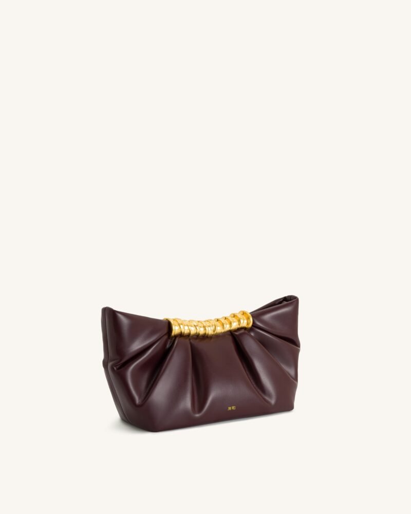Leia Pleated Clutch - Deep Burgundy - Image 2