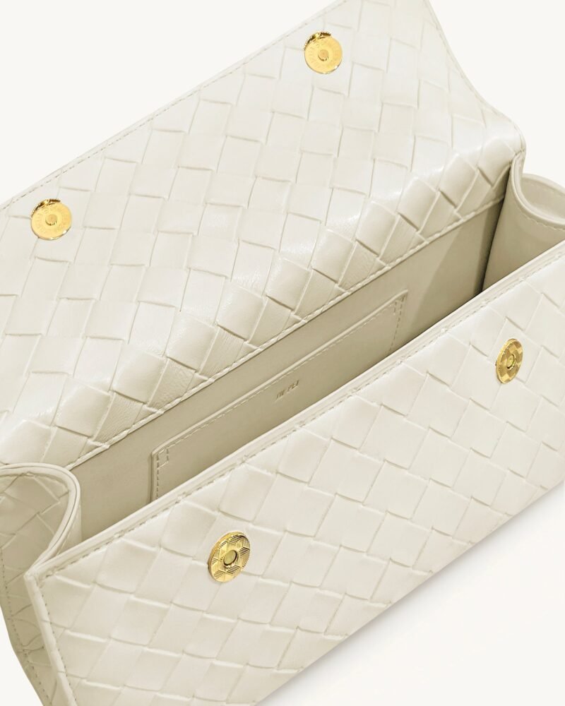 Keyla Weave Texture Top Handle Bag - White - Image 4