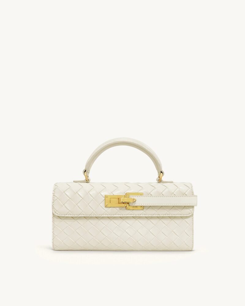 Keyla Weave Texture Top Handle Bag - White - Image 1