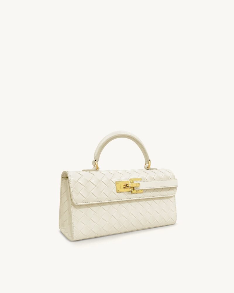 Keyla Weave Texture Top Handle Bag - White - Image 2