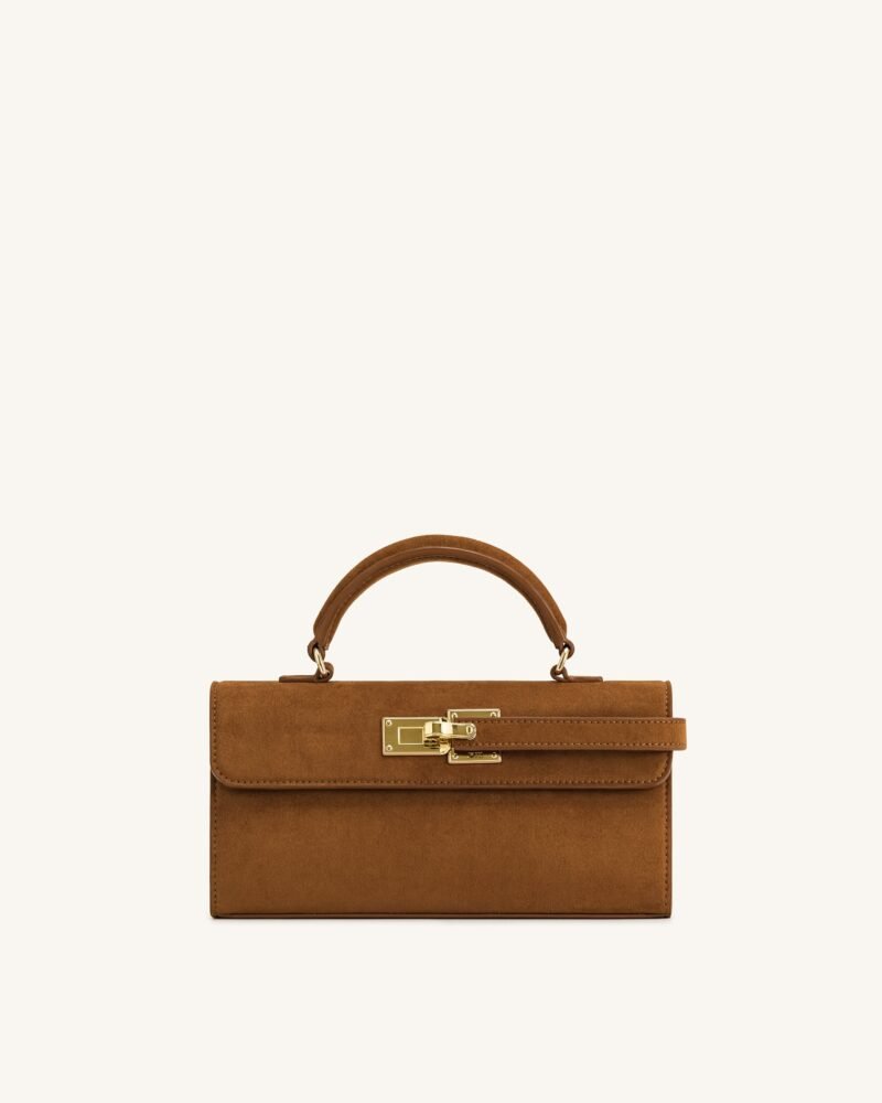 Keyla Faux Suede Top Handle Bag -  Brown - Image 1