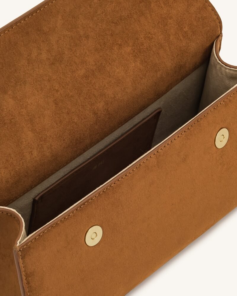 Keyla Faux Suede Top Handle Bag -  Brown - Image 4