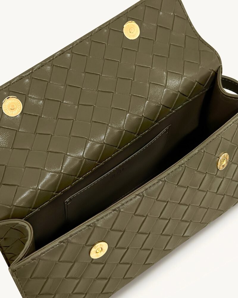Keyla Weave Texture Top Handle Bag - Olive Green - Image 4
