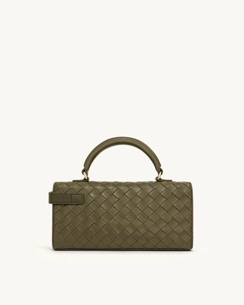Keyla Weave Texture Top Handle Bag - Olive Green - Image 3