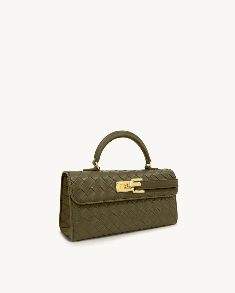 Keyla Weave Texture Top Handle Bag - Olive Green - Image 2