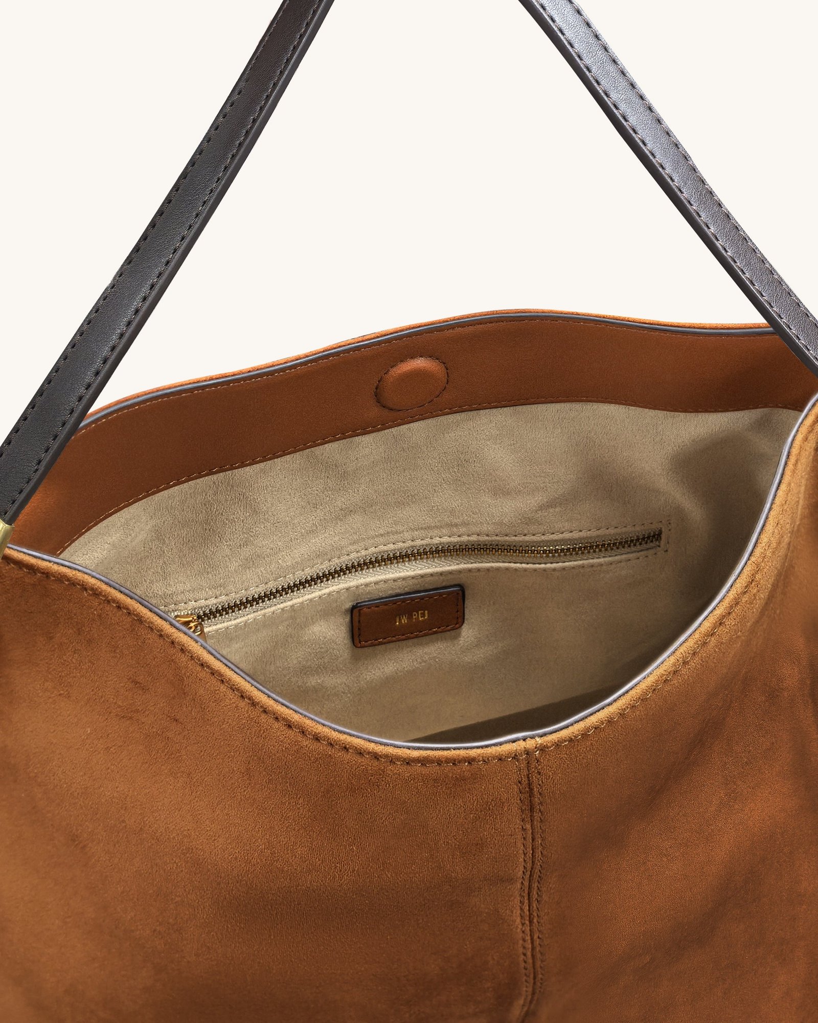 2T231-3_4 Nina Metal Charm Hobo Bag - Brown - Image 4