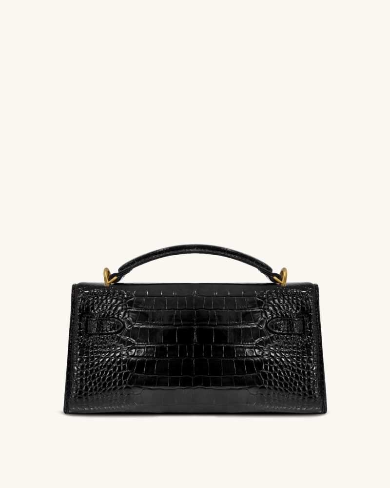 Noor Top Handle Bag - Black Croc - Image 3