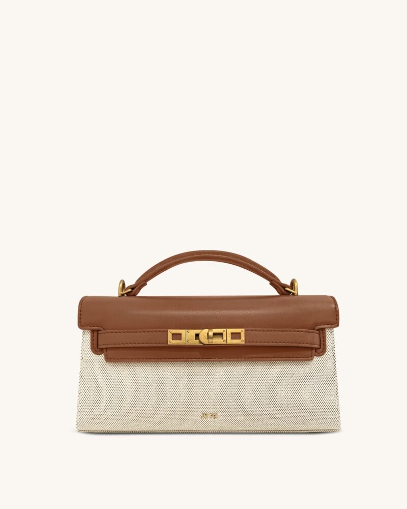 Noor Top Handle Bag - Brown Canvas - Image 1
