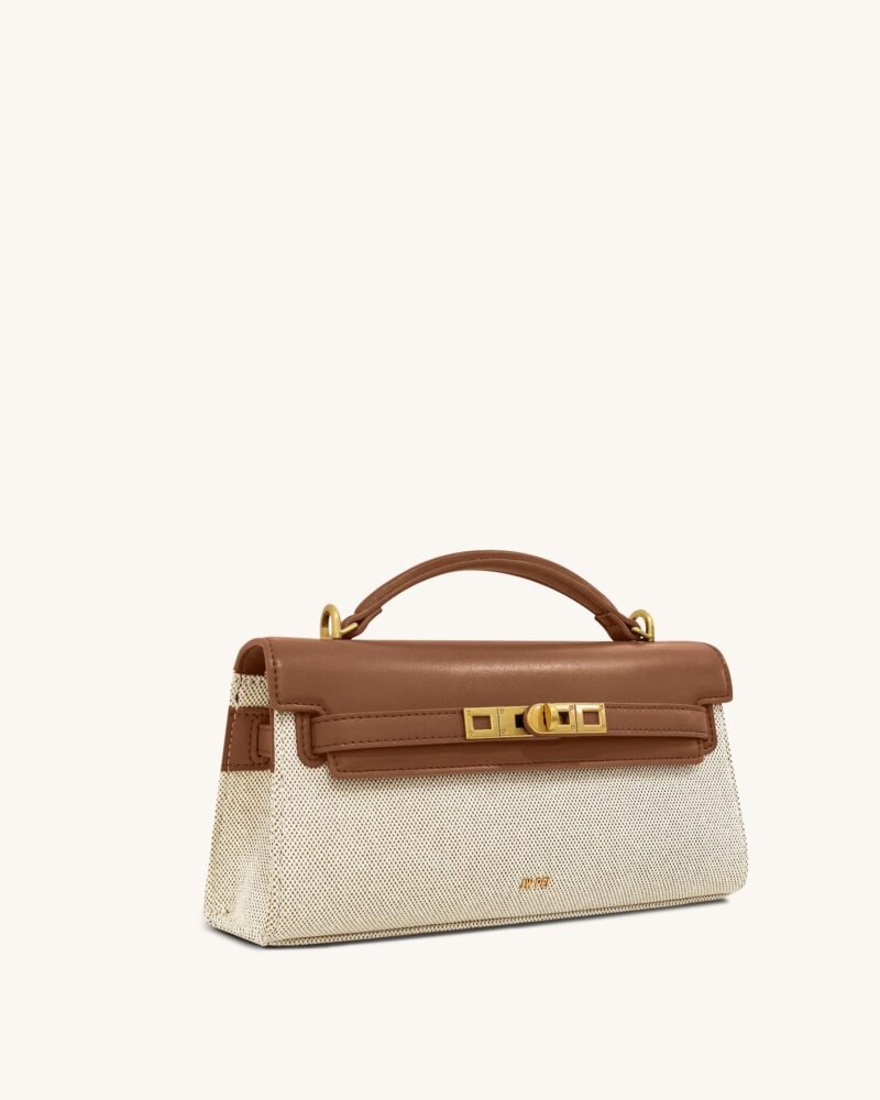 Noor Top Handle Bag - Brown Canvas - Image 2