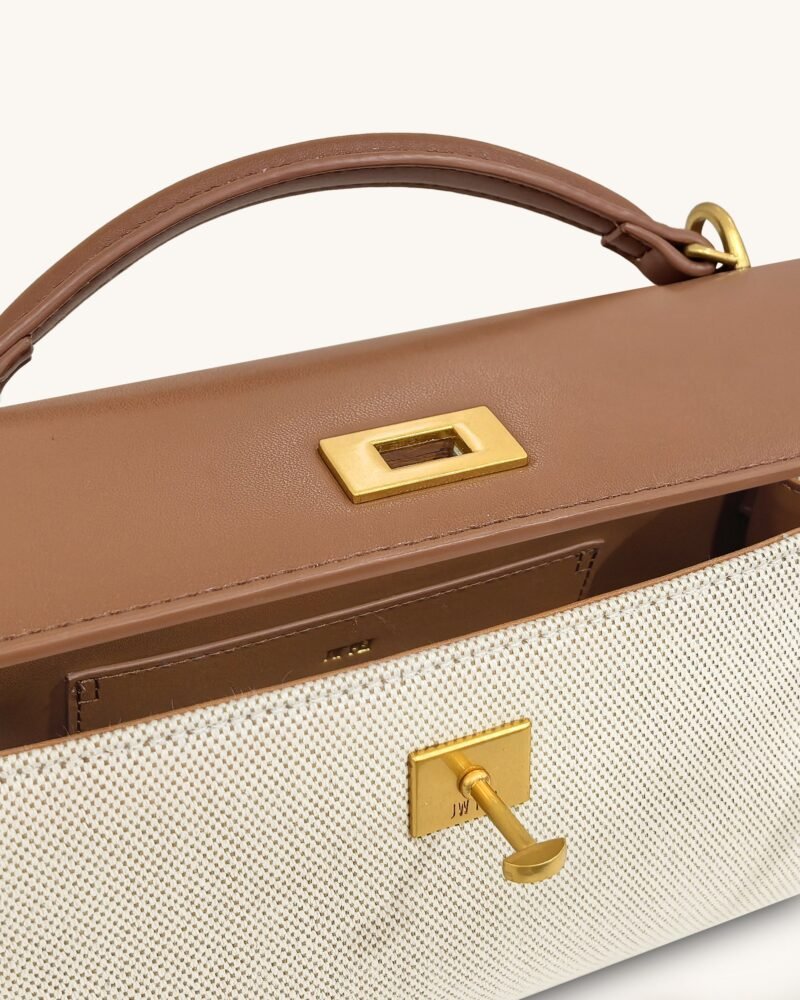 Noor Top Handle Bag - Brown Canvas - Image 4